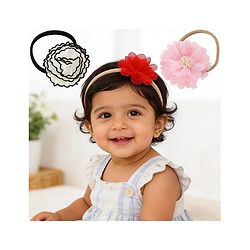 Babyhug Headband with Floral Applique Pack of 3 Free Size - Multicolor