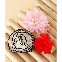 Babyhug Headband with Floral Applique Pack of 3 Free Size - Multicolor