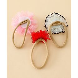 Babyhug Headband with Floral Applique Pack of 3 Free Size - Multicolor
