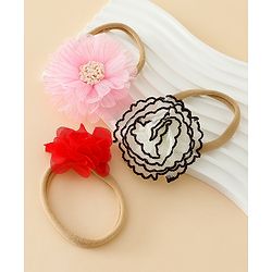 Babyhug Headband with Floral Applique Pack of 3 Free Size - Multicolor