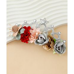 Babyhug Headbands With Floral Applique - Multicolor