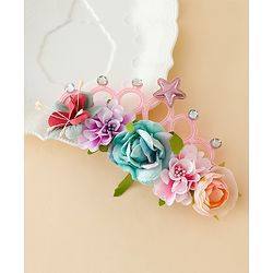 Babyhug Headbands With Floral Applique - Multicolor