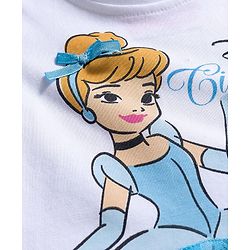 Babyhug Disney Single Jersey Knit Half Sleeves T-Shirt With Cinderella Graphics - White