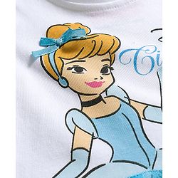 Babyhug Disney Single Jersey Knit Half Sleeves T-Shirt With Cinderella Graphics - White