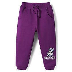 Babyhug Disney Terry Knit Full Length Track Pant With Minnie Mouse Graphics - Purple