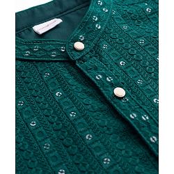 Babyhug Georgette Woven Full Sleeves Kurta Pajama Set with Embroidery - Green