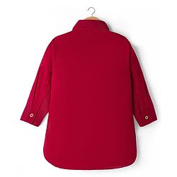 Babyhug Cotton Linen Woven Full Sleeves Solid Color Pathani Kurta Pajama Set - Maroon