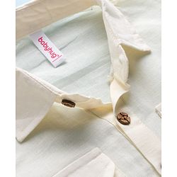 Babyhug Cotton Linen Woven Full Sleeves Pathani Kurta Pajama Set - Off White