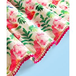 Babyhug Cotton Woven Half Sleeves Floral Printed Kurta & Palazo Set With Dupatta - White