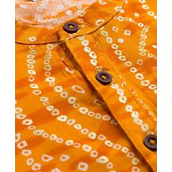 Babyhug Cambric Woven Full Sleeves Kurta Pajama Set with Motif Print- Mustard