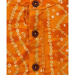 Babyhug Cambric Woven Full Sleeves Kurta Pajama Set with Motif Print- Mustard