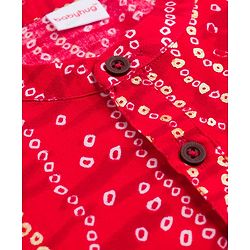Babyhug Cambric Woven Full Sleeves Kurta Pajama Set with Motif Print- Red