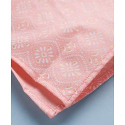 Babyhug 100% Cambric Cotton Woven Full Sleeves  Floral Printed Kurta & Dhoti Set - Peach