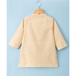 Babyhug Cambric Woven Full Sleeves Kurta Dhoti Set with Triangle Print - Beige