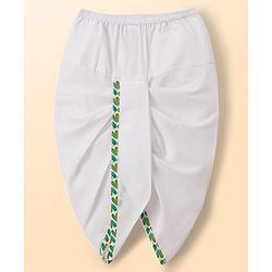 Babyhug Cambric Woven Full Sleeves Kurta Dhoti Set With Leaf Print - White