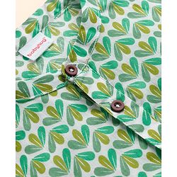 Babyhug Cambric Woven Full Sleeves Kurta Dhoti Set With Leaf Print - White