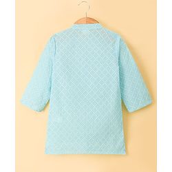 Babyhug Cambric Woven Full Sleeves Hakkoba Embroidered Kurta Pyjama Set - Light Blue