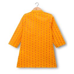 Babyhug Cotton Dobby Woven Full Sleeves Kurta Pajama Set with Motif Print- Mustard