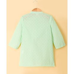 Babyhug Cambric Woven Full Sleeves Hakkoba Embroidered Kurta Pyjama Set - Mint Green