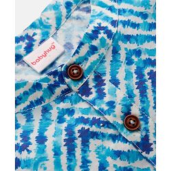 Babyhug Cambric Woven Full Sleeves Kurta Pajama Set with Chevron Print - Blue