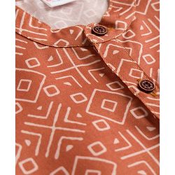 Babyhug Cambric Woven Full Sleeves Kurta Pajama Set with Abstract Print - Maroon