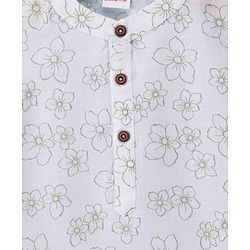 Babyhug Cambric Woven Full Sleeves Kurta Dhoti Set with Floral Print - White