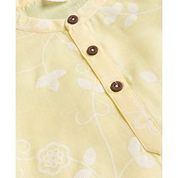 Babyhug 100% Cotton Woven Full Sleeves Floral Embroidered Cambric Kurta & Dhoti Set - Yellow