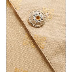 Babyhug Cambric Woven Full Sleeves Kurta Dhoti Set with Jacket & Motif Foil Print - Beige
