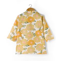 Babyhug Cambric Woven Full Sleeves Kurta Dhoti Set with Floral Print - Off White