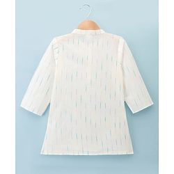 Babyhug 100% Cotton Dobby Woven Full Sleeves Kurta & Dhoti Set With Embroidery - Off White
