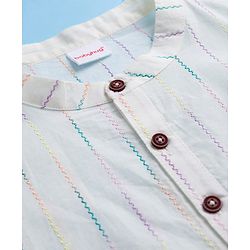 Babyhug 100% Cotton Dobby Woven Full Sleeves Kurta & Dhoti Set With Embroidery - Off White