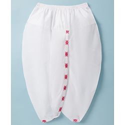 Babyhug Cambric Woven Full Sleeves Kurta Dhoti Set with Floral Print - White