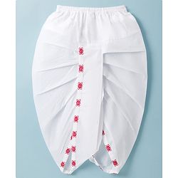 Babyhug Cambric Woven Full Sleeves Kurta Dhoti Set with Floral Print - White