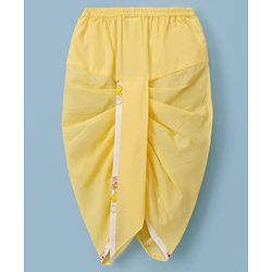 Babyhug Cambric Woven Full Sleeves Kurta Dhoti Set with Elephant Print - White & Yellow