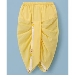 Babyhug Cambric Woven Full Sleeves Kurta Dhoti Set with Elephant Print - White & Yellow