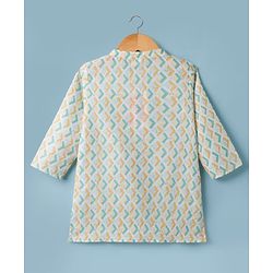 Babyhug Cambric Cotton Woven Full Sleeves Kurta Dhoti Set with Print - Multicolor