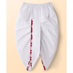 Babyhug Cambric Cotton Woven Full Sleeves Kurta Dhoti Set with Fish Print - Red & White