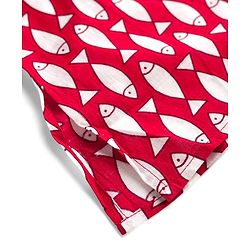 Babyhug Cambric Cotton Woven Full Sleeves Kurta Dhoti Set with Fish Print - Red & White