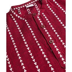 Babyhug 100% Cotton Woven Full Sleeves Printed Kurta & Dhoti Set - Maroon