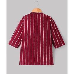 Babyhug 100% Cotton Woven Full Sleeves Printed Kurta & Dhoti Set - Maroon