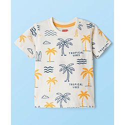 Babyhug Cotton Knit Half Sleeves T-Shirts With Beach Theme Print Pack of 3 - Multicolor
