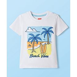 Babyhug Cotton Knit Half Sleeves T-Shirts With Beach Theme Print Pack of 3 - Multicolor