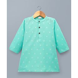 Babyhug 100% Cotton Woven Full Sleeves Floral Embroidered Kurta & Dhoti Set - Turquoise