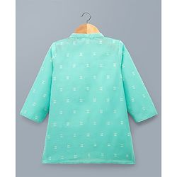 Babyhug 100% Cotton Woven Full Sleeves Floral Embroidered Kurta & Dhoti Set - Turquoise