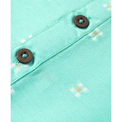 Babyhug 100% Cotton Woven Full Sleeves Floral Embroidered Kurta & Dhoti Set - Turquoise