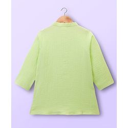 Babyhug Cotton Goss Woven Full Sleeves Solid Color Kurta Dhoti Set - Light Green
