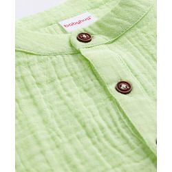 Babyhug Cotton Goss Woven Full Sleeves Solid Color Kurta Dhoti Set - Light Green