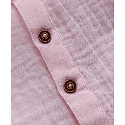 Babyhug Cotton Goss Woven Full Sleeves Solid Color Kurta Dhoti Set - Light Pink & White