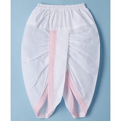 Babyhug Cotton Goss Woven Full Sleeves Solid Color Kurta Dhoti Set - Light Pink & White