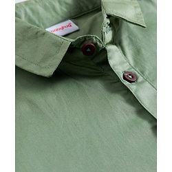 Babyhug 100% Cotton Woven Full Sleeves Solid Pathani Kurta & Pyjama Set - Olive Green